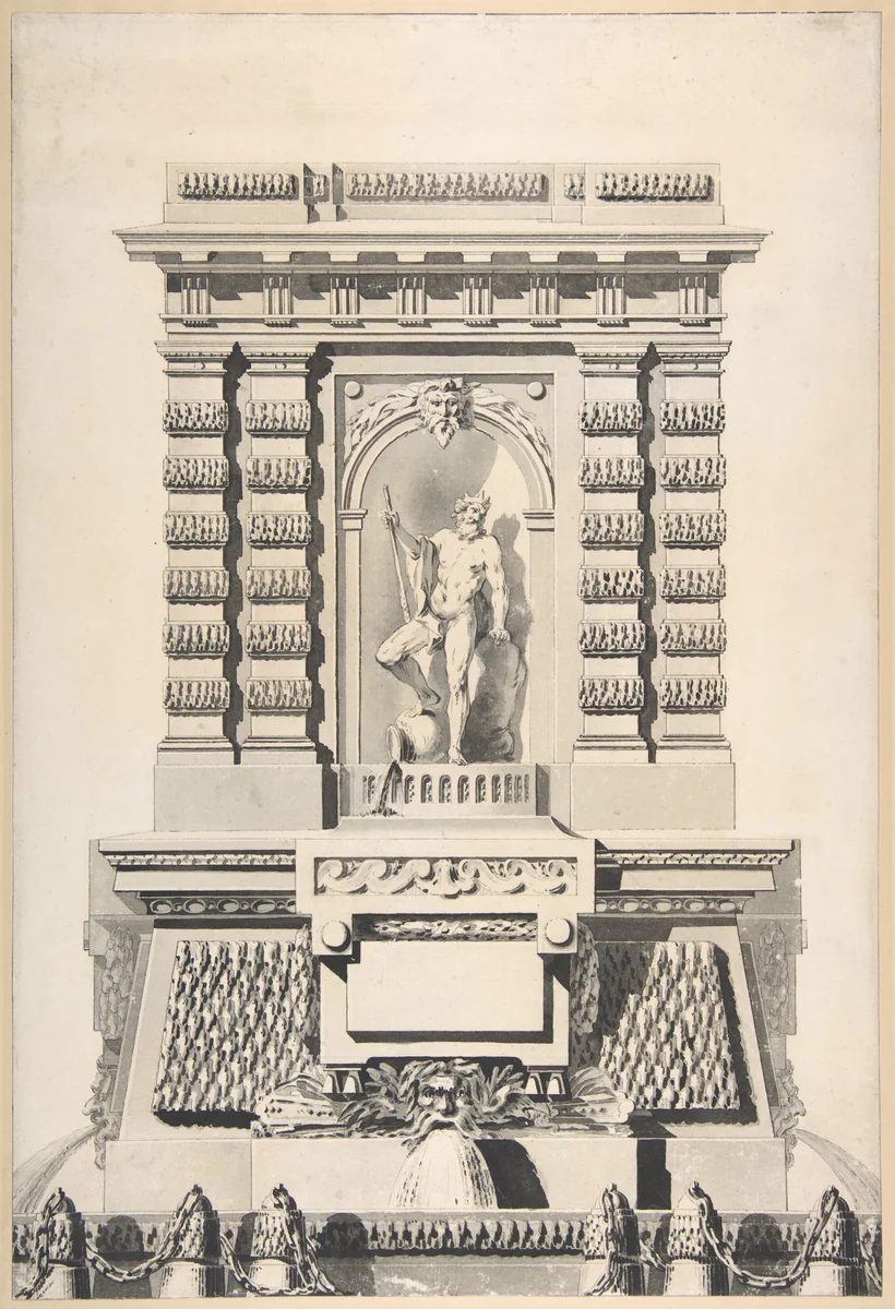 Design for a Monumental Fountain by A. Le Canu, drawing, 1750-1770