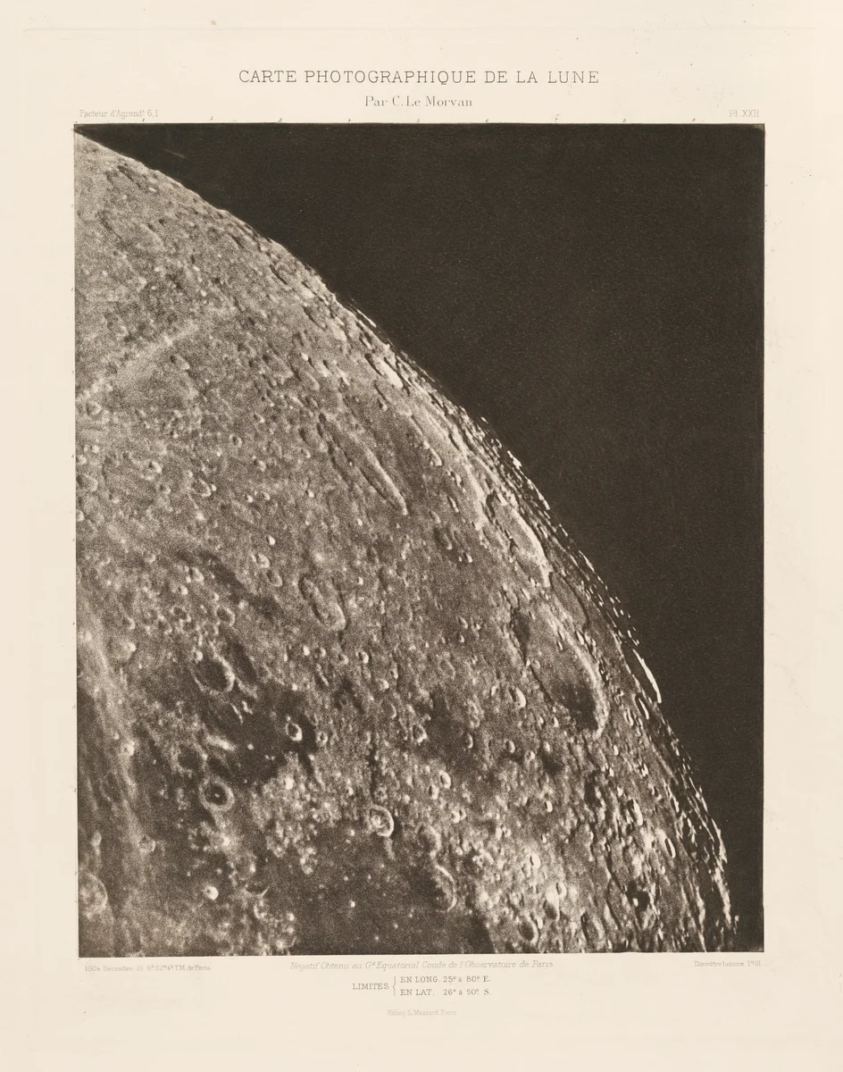 Carte photographique de la lune, planche XXII (Photographic Chart of the Moon, plate XXII) by Charles Le Morvan, photograph, 1904
