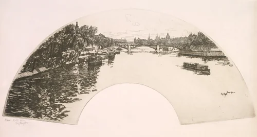Fan, The Seine seen from the Pont Royal (Éventail, La Seine vue du Pont Royal) by Eugène Bejot, print, 1901