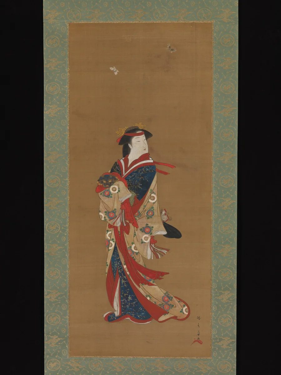 Beauty with Butterflies by Katsukawa Shunshô (勝川春章), painting, 1726-1792