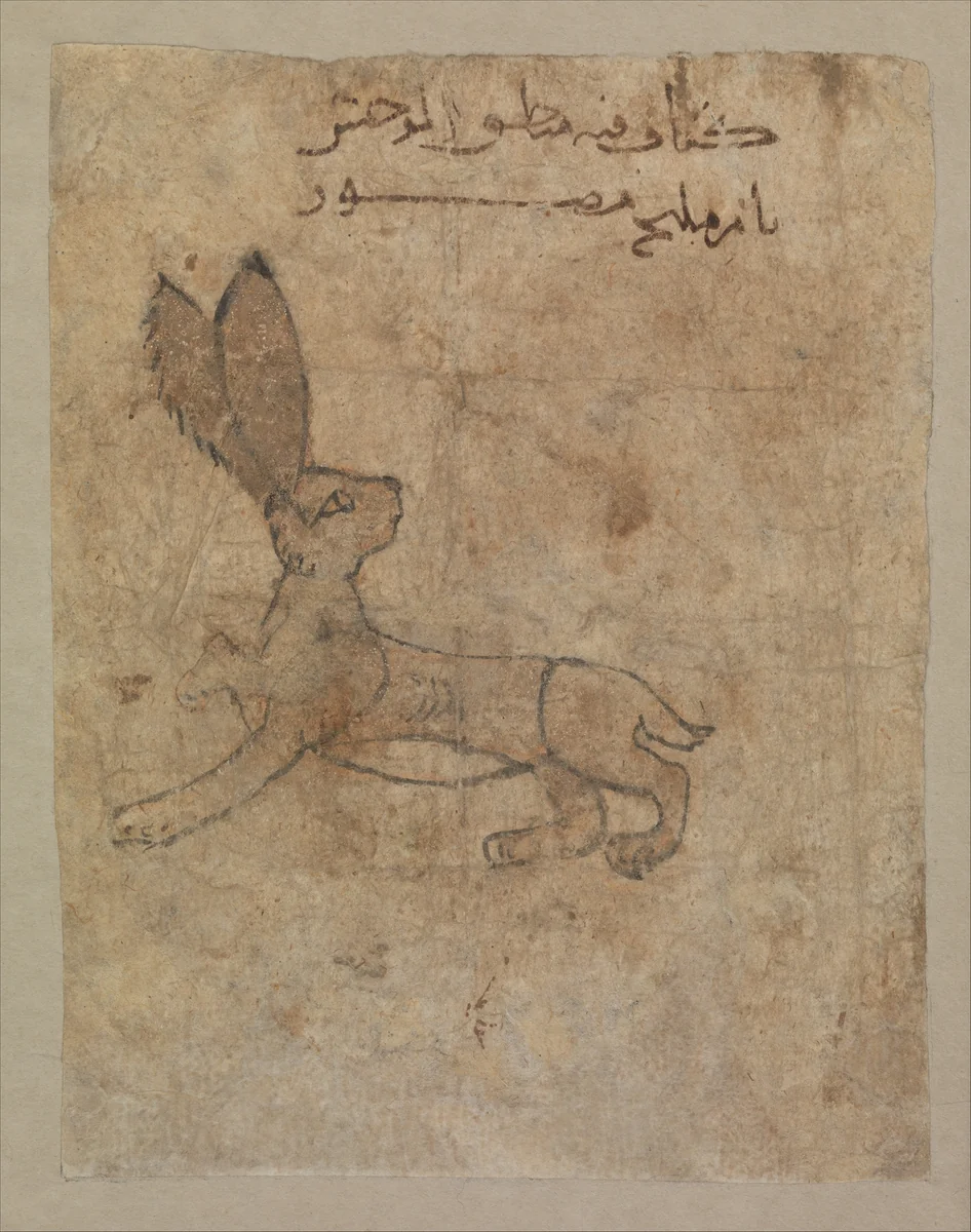 "Hare", Folio from the Mantiq al-wahsh (Speech of the Wild Animal) of Ka'b al-Ahbar by Ka'b al-Ahbar, manuscript, 1000-1199