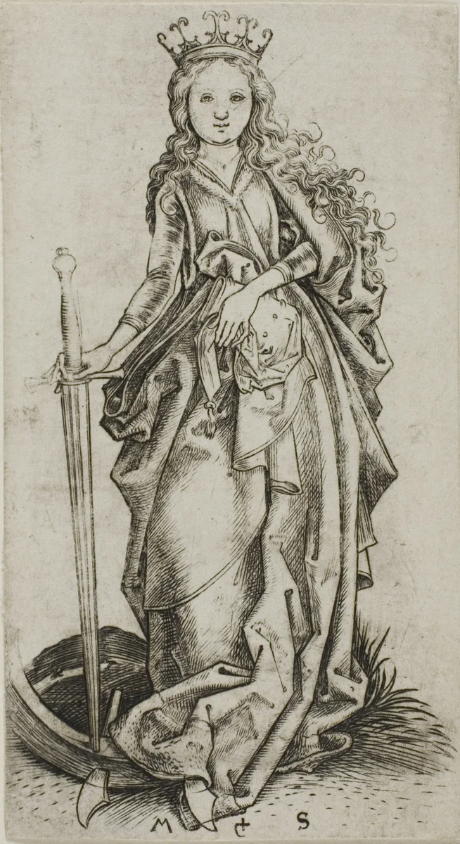 The Small Saint Catherine by Martin Schongauer, print, 1450-1491