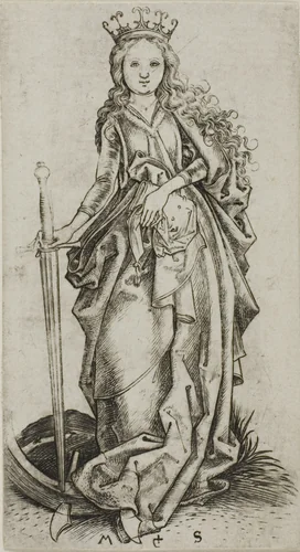 The Small Saint Catherine by Martin Schongauer, print, 1450-1491