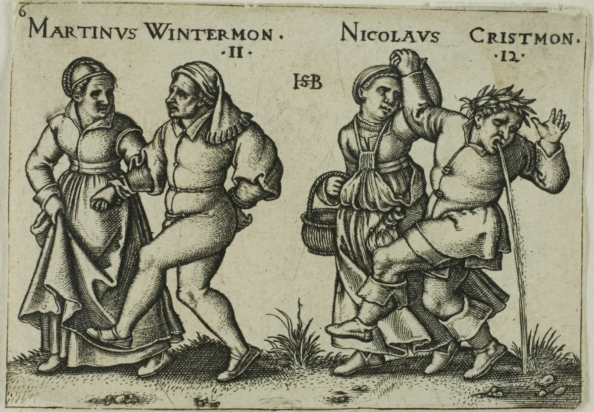 November and December, plate 6 from The Peasants' Feast, or The Twelve Months by Sebald Beham, print, 1546