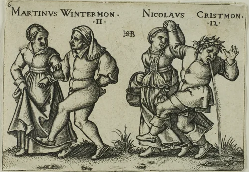 November and December, plate 6 from The Peasants' Feast, or The Twelve Months by Sebald Beham, print, 1546