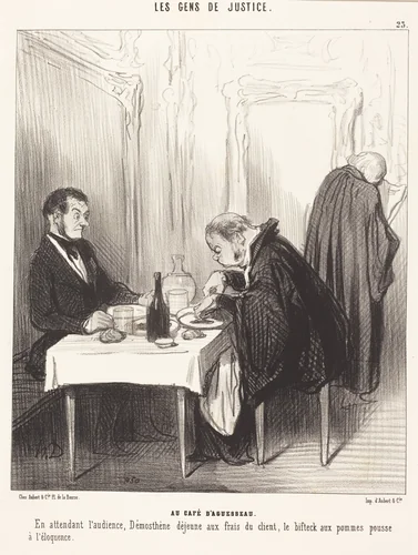 Au Café d'Aguesseau by Honoré Daumier, print, 1846
