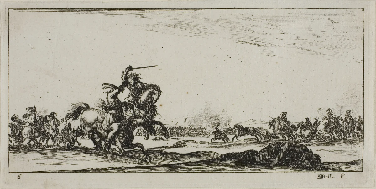 Plate Six from Drawings of Several Movements by Soldiers by Stefano della Bella, print, 1644