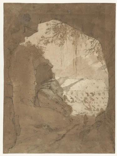 Gezicht in het Colosseum te Rome by Bartholomeus Breenbergh, drawing, 1627