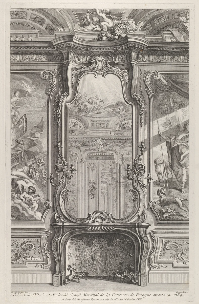Cabinet de Mr le Compte Bielinski, from "Oeuvres de Juste Aurelle Meissonnier" by Juste Aurèle Meissonnier, print, 1742-1748