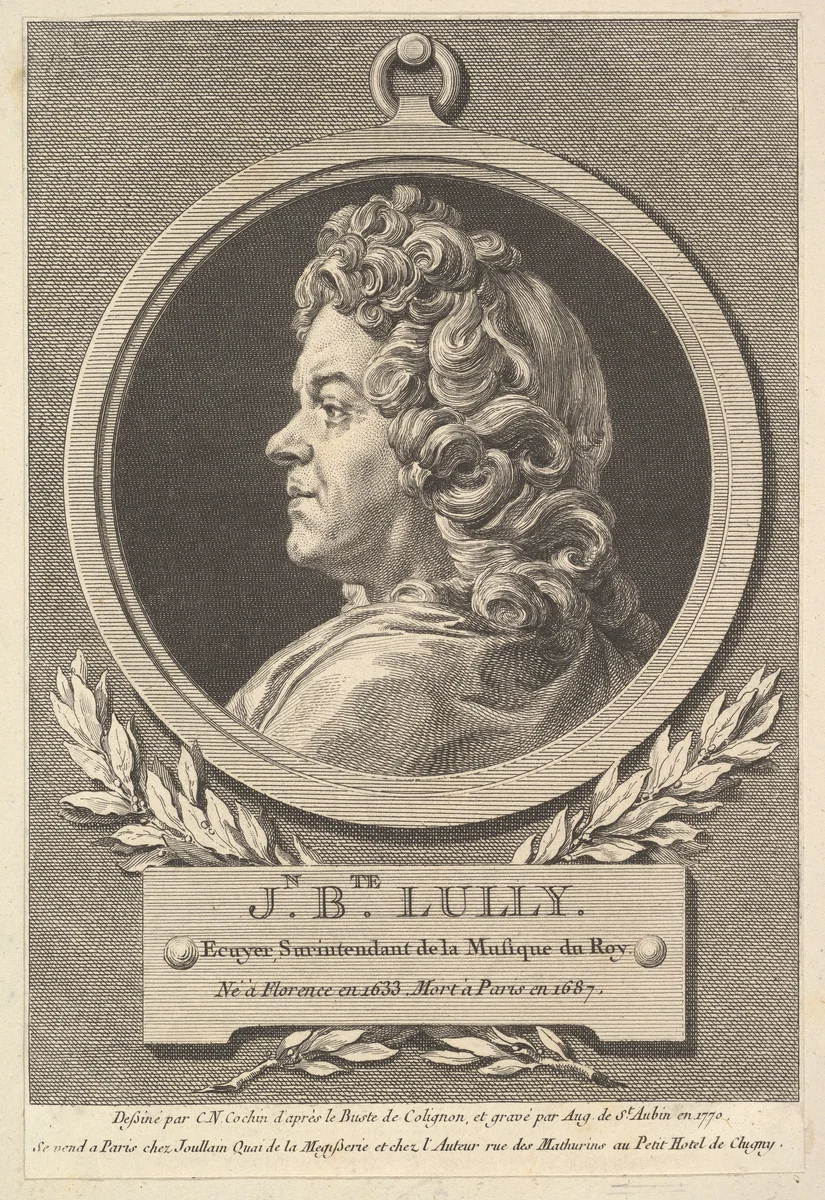 Portrait of Jean-Baptiste Lully by Augustin de Saint-Aubin, print, 1770