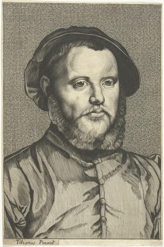 Portret van jonge man met baret by Hendrick Danckerts, print, 1635-1679