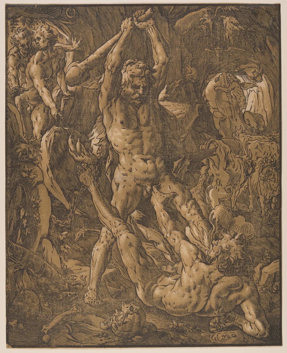 Hercules and Cacus by Hendrick Goltzius, print, 1588