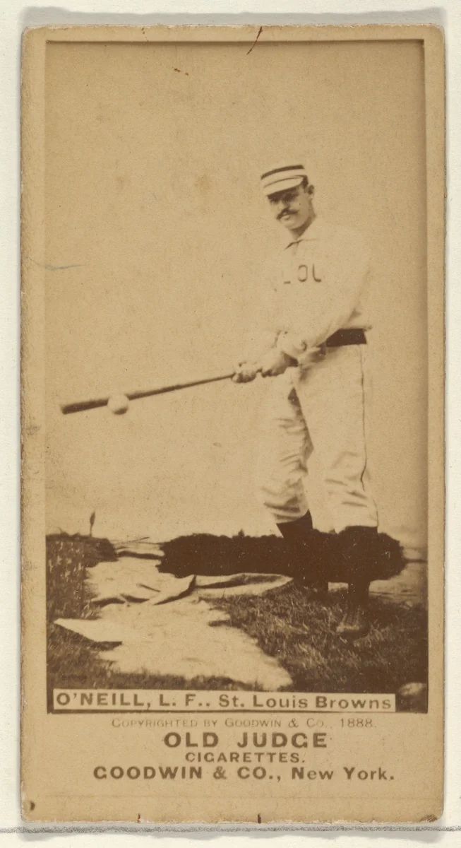 James Edward "Tip" O'Neill, Left Field, St. Louis Browns, from the Old Judge series (N172) for Old Judge Cigarettes by Goodwin & Company, photograph, 1888