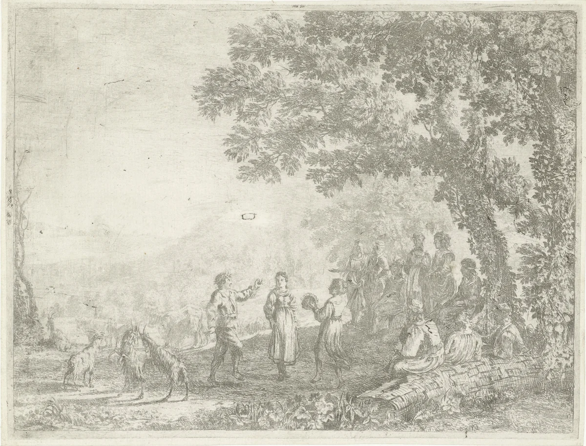 Boerendans by Claude Lorrain, print, 1635-1639