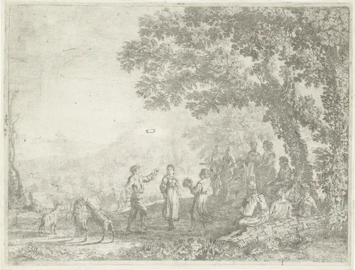 Boerendans by Claude Lorrain, print, 1635-1639