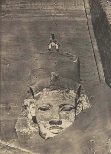 Abu Simbel, Western Colossus of the Temple of Ra by Maxime Du Camp, photograph, 1850