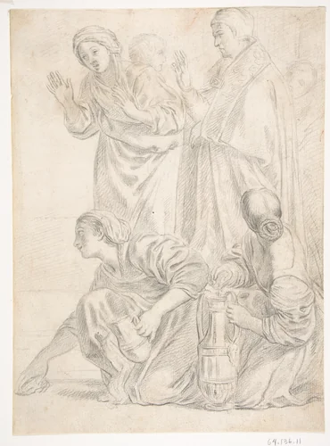 Portion of the Martyrdom of Saint Cecilia by Domenichino, drawing, 1581-1641