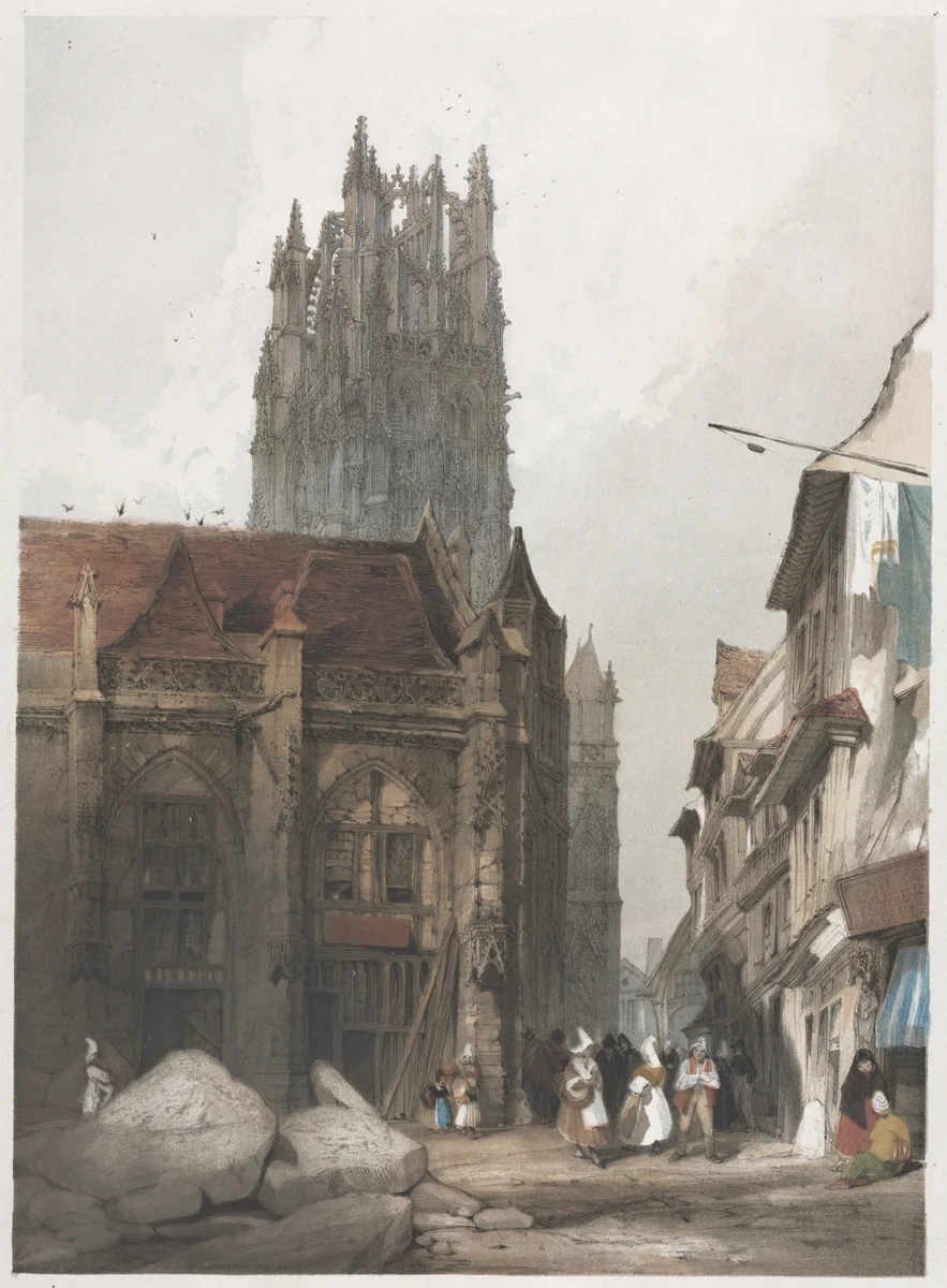 Picturesque Architecture in Paris, Ghent, Antwerp, Rouen: St. Laurent, Rouen, France by Thomas Shotter Boys, other, 1839