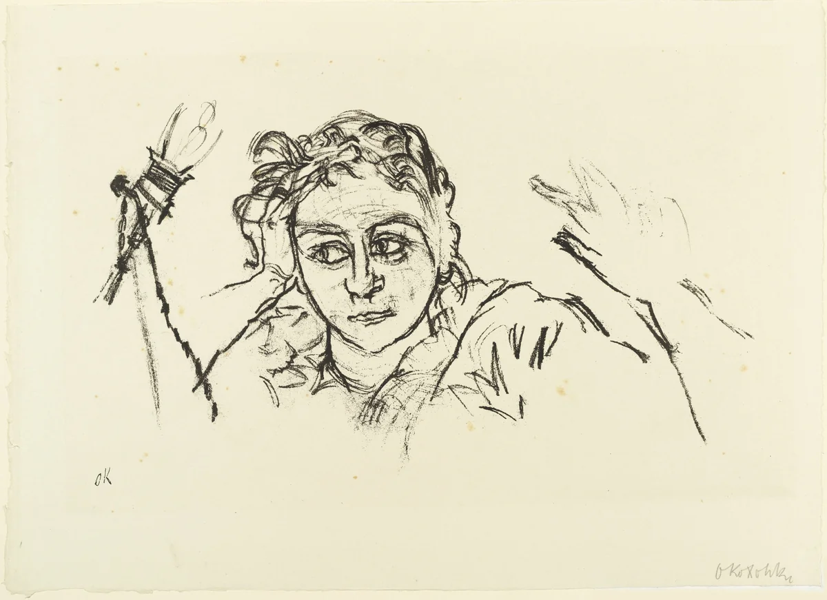 The Clear Face (Das reine Gesicht) (plate 12) from The Bound Columbus (Der gefesselte Columbus) by Oskar Kokoschka, print, 1916