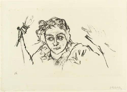The Clear Face (Das reine Gesicht) (plate 12) from The Bound Columbus (Der gefesselte Columbus) by Oskar Kokoschka, print, 1916