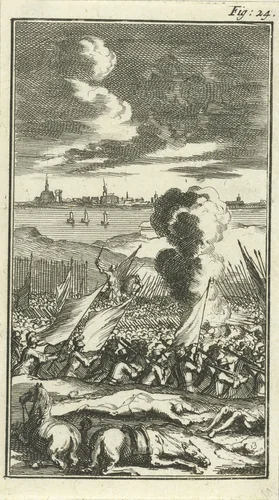 Beleg van Geertruidenberg, 1593 by Jan Luyken, print, 1691