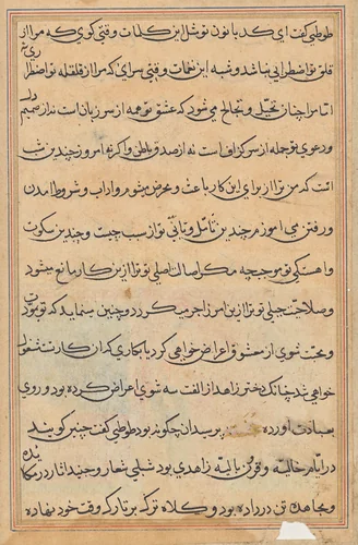 Page from Tales of a Parrot (Tuti-nama): text page by Unknown, painting, 1555-1565