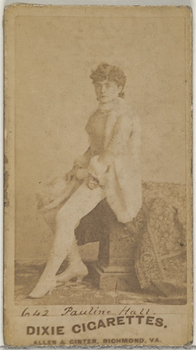 Card 642, Pauline Hall, from the Actors and Actresses series (N45, Type 7) for Dixie Cigarettes by Allen & Ginter, photograph, 1885-1891