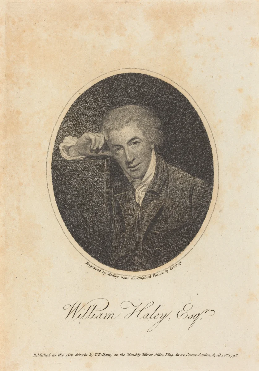 William Hayley, Esq. by William Ridley; George Romney, print, 1798