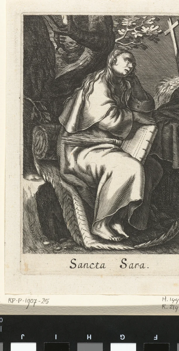 Heilige Sara van Libië als kluizenares by anonymous, print, 1590-1662