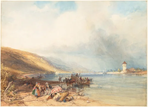 Oberlahnstein on the Rhine by James Duffield Harding, drawing, 1834-1844