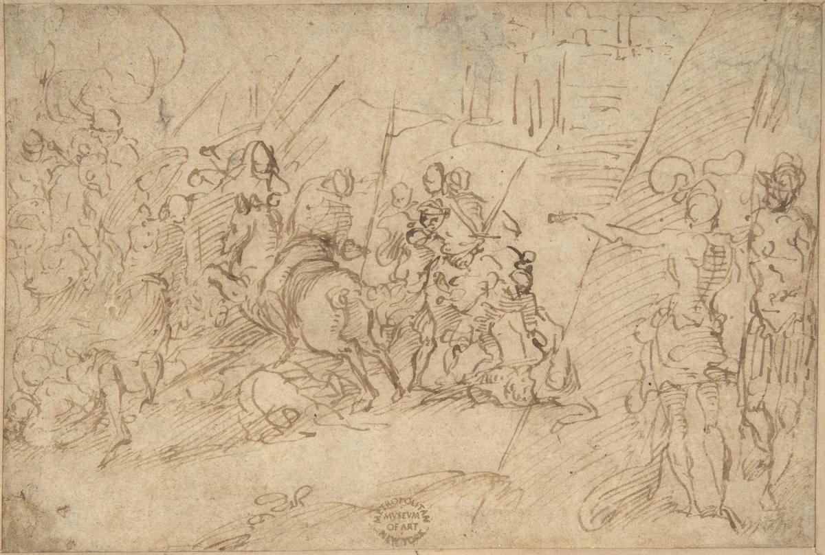 Skirmish by anonymous, drawing, 1500-1600