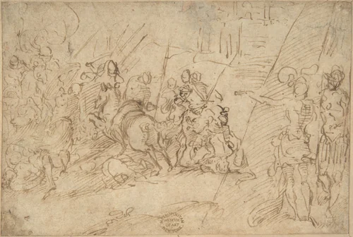 Skirmish by anonymous, drawing, 1500-1600