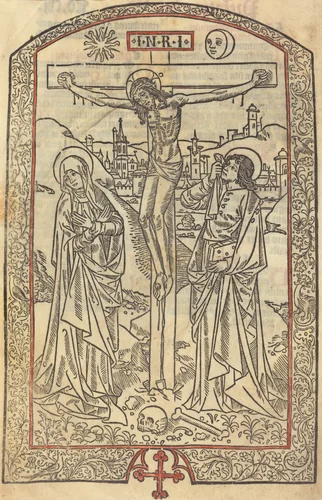 The Crucifixion by French 15th Century, print, 1485