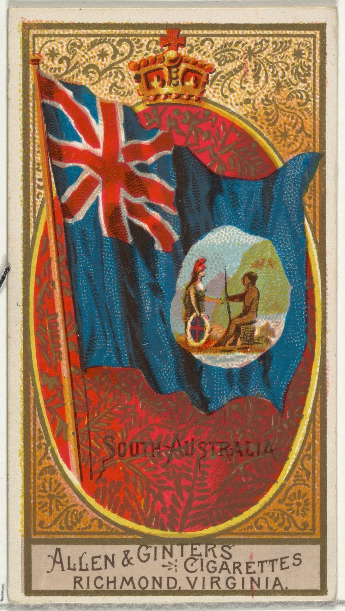 South Australia, from Flags of All Nations, Series 2 (N10) for Allen & Ginter Cigarettes Brands by Allen & Ginter, print, 1890