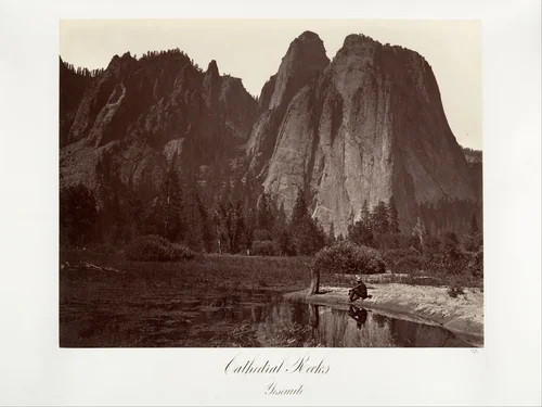 Cathedral Rocks, Yosemite by Carleton E. Watkins, photograph, 1870-1874