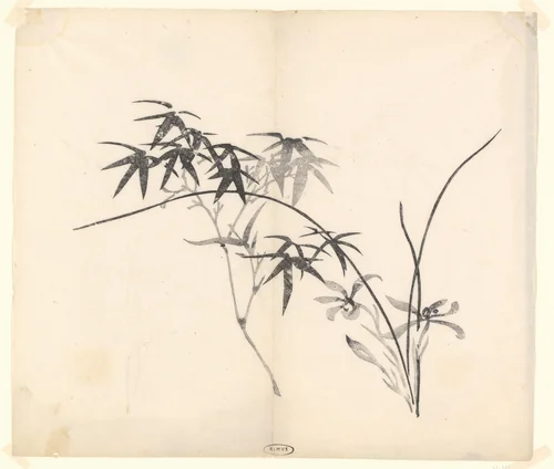 Bamboe en Orchideeёn by anonymous, print, 1600-1625