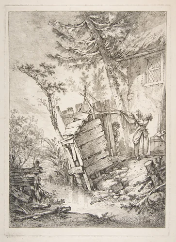 The Laundress by François Boucher, print, 1756
