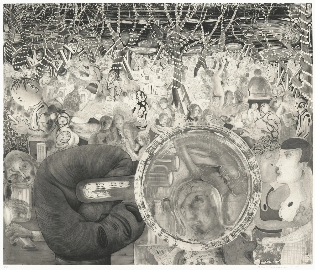 Beer Garden by Nicole Eisenman, print, 2012-2017