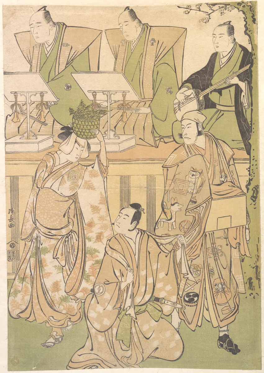 Ichikawa Danjuro Fifth as Kyo no Jiro in Disguise as Dekuroku byoe the Stree Puppet-showman by Torii Kiyonaga (鳥居清長), print, 1778-1798