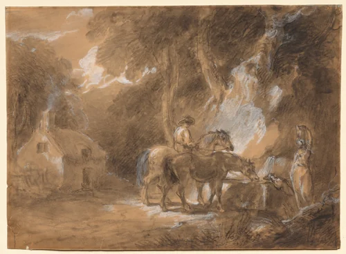 The Halt at the Spring by Thomas Barker, drawing, 1784-1847
