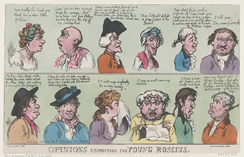 Opinions Respecting The Young Roscius by Thomas Rowlandson, print, 1804