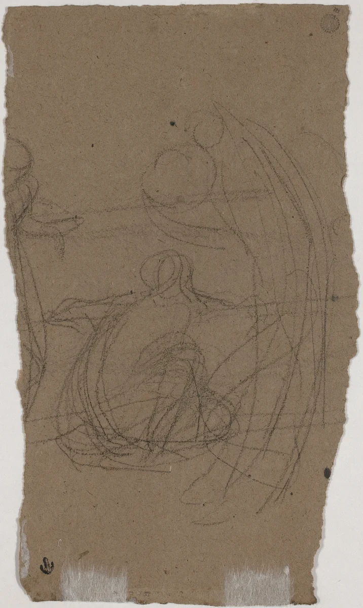 Study for "Variations in Blue and Green" [verso] by James McNeill Whistler, drawing, 1868-1873