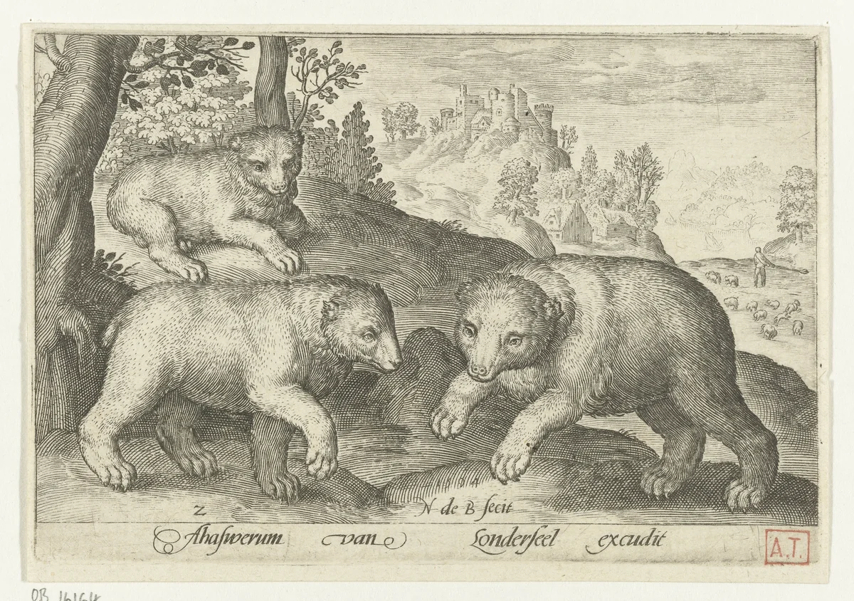 Drie beren by Unknown, print, 1594