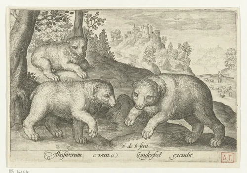 Drie beren by Unknown, print, 1594