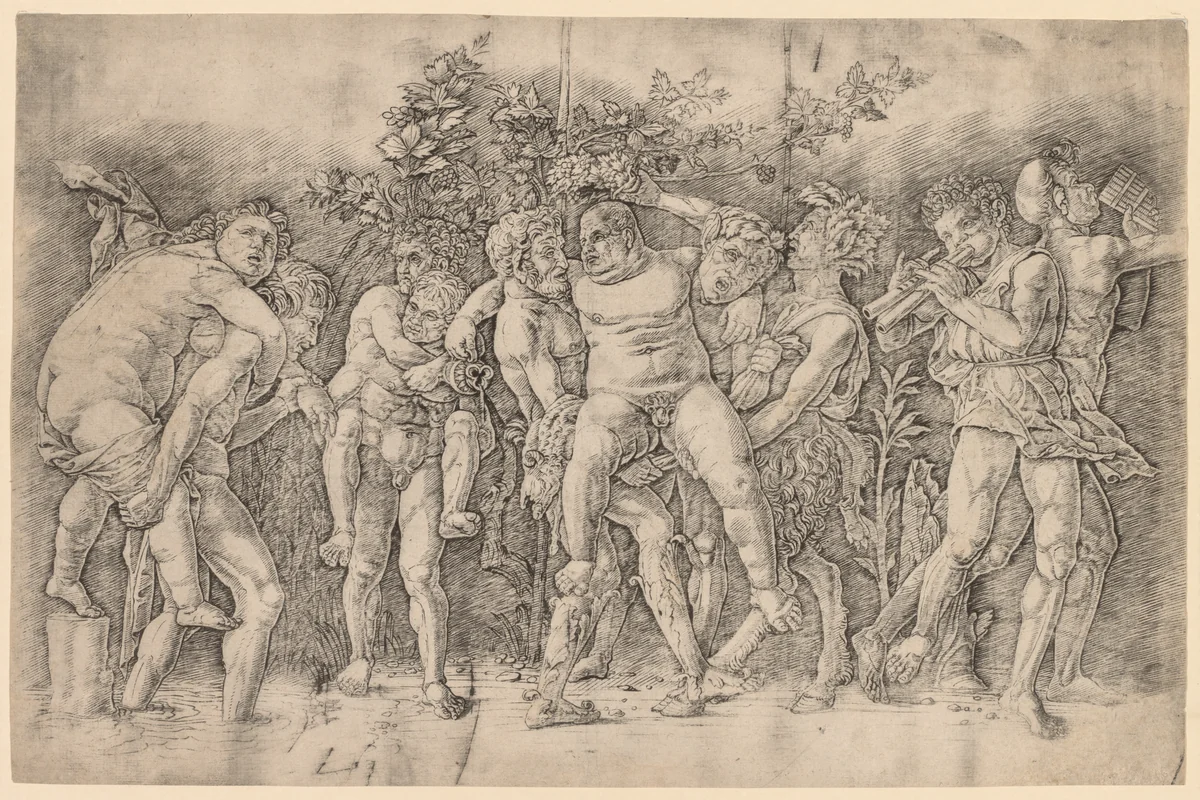 Bacchanal with Silenus by Andrea Mantegna, print, 1481
