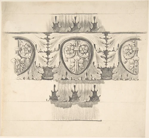 Classical Design Element with Leaves and Vines by Thomas Hardwick, drawing, 1776-1779