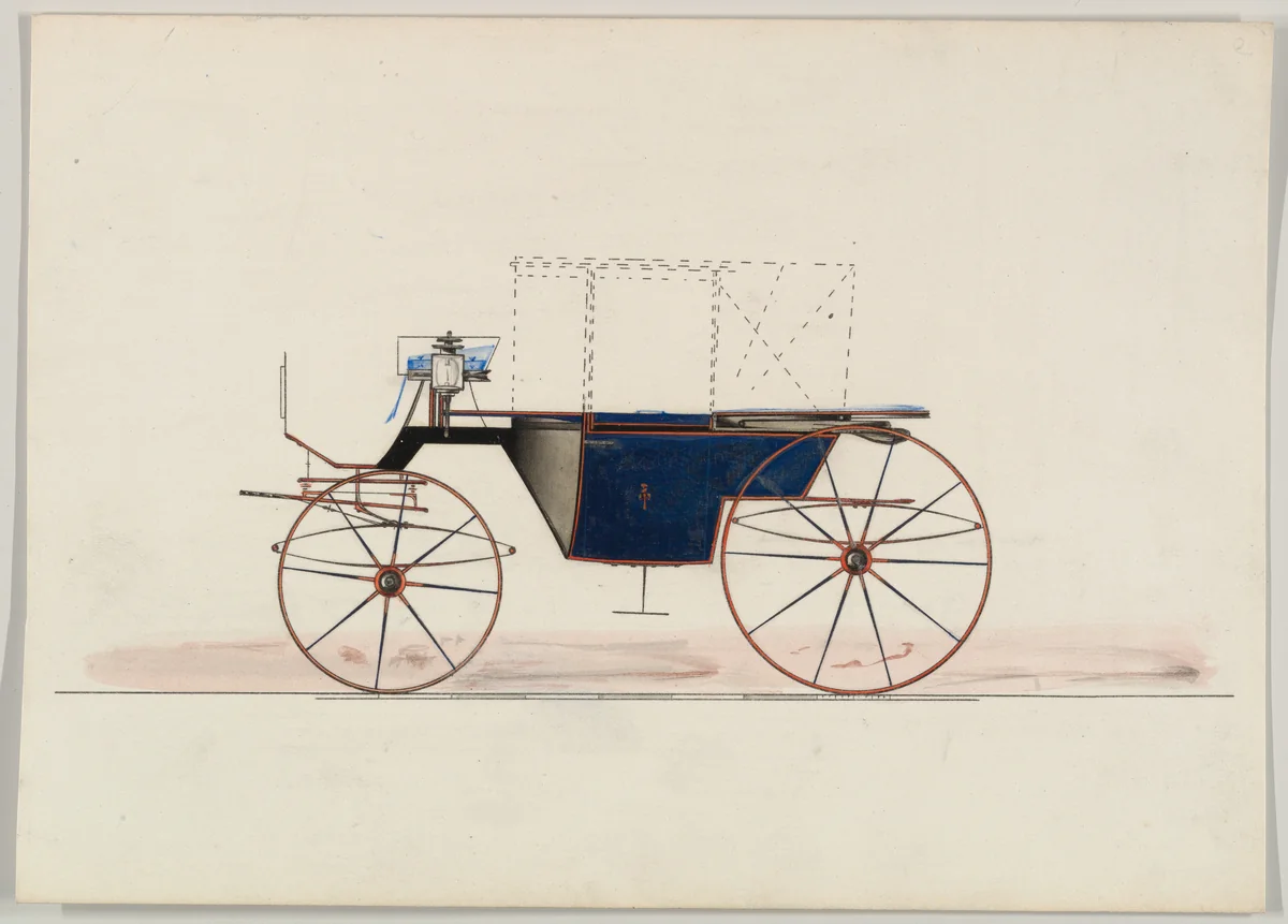 Design for Double Front Landaulet (unnumbered) by Brewster & Co., drawing, 1850-1870