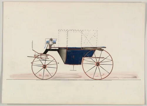Design for Double Front Landaulet (unnumbered) by Brewster & Co., drawing, 1850-1870