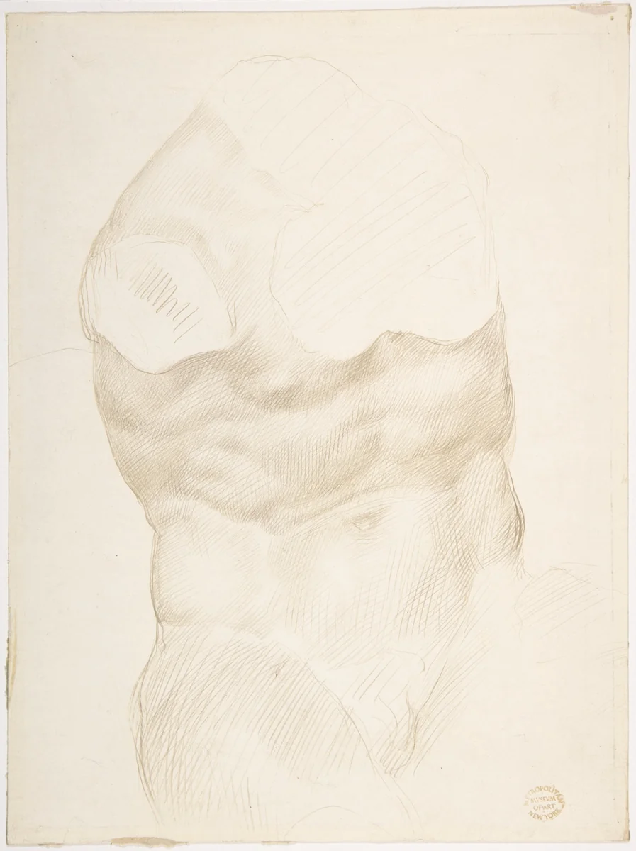 Torso of the Belvedere by Alphonse Legros, drawing, 1837-1911