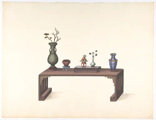 Low Table with Vases by anonymous, drawing, 1800-1900